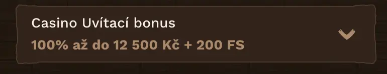Casino uvítací bonus 100 % až do 12 500 Kč a 200 volných zatočení